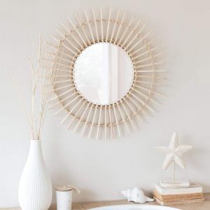Natural bamboo rattan sun mirror