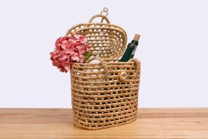 Natural straw wicker basket