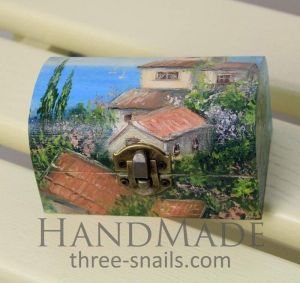 Painted jewelry box "House near the bay"
