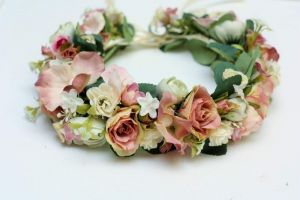 Pink bridal flower crown "Rose elegance"