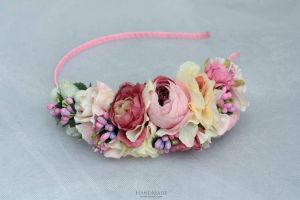 Pink floral headband "Fresh spring"