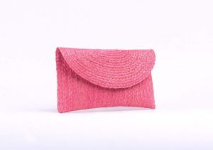 Pink sisal mini clutch bag