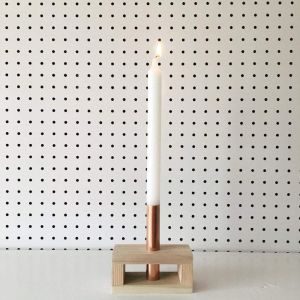 Reclaimed wood and copper candle stick