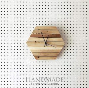 Reclaimed wood hexagon wall clock
