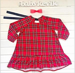 Red checkered dress for girls