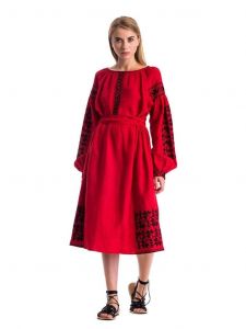 Red embroidered dress "Passion" 