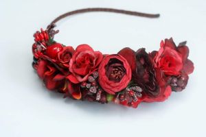 Red flower headband "Red passion"
