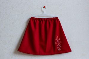 Red skirt with embroidery "Flower"