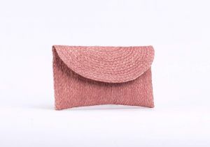 Rose sisal mini clutch bag