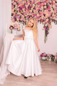 Satin white dress for girl "Princess"