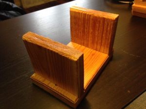 Set of 4 wood coasters with caddy