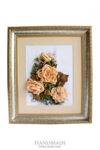 Silk ribbon roses picture "Peach roses"