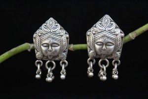 Silver tribal earrings