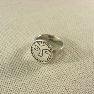 Sun ring signet. Silver slavic ring