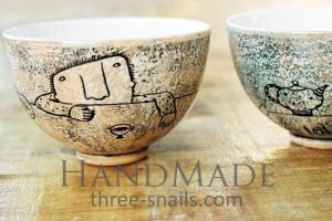 Tea bowls «Friends» ceramic hand painted