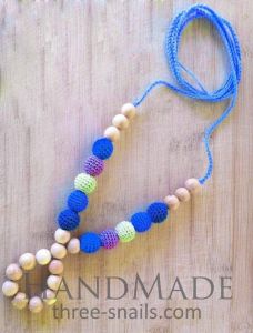 Teething necklace for mom "Blue shades"