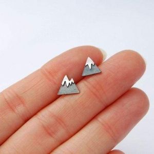 Tiny silver studs - mountains