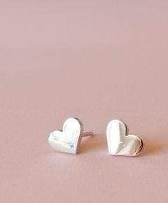 Tiny silver studs "Two hearts"