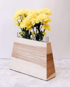 Trapezoid wooden flower vase