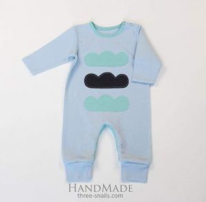 Unique baby clothes. Baby romper "Three clouds"