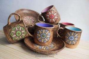 Unique ceramic set "Flowery"