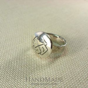 Unique silver ring . Swastika of Slavs