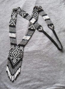 White and black bead necklace "Yin Yang"