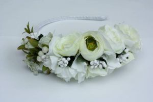 White floral bridal head piece "Wedding wreath"