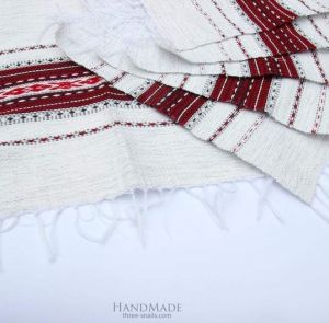 White linen napkins "Burgundy pattern"