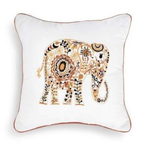White silk cover embroidered elephant