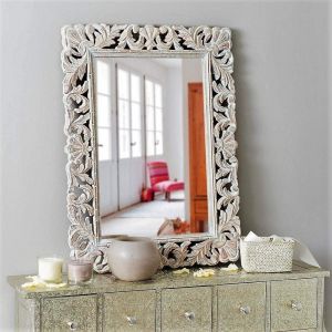 White wooden mirror