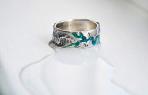 Wide silver ring "Deep river"