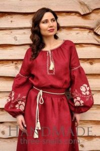 Womens embroidered dress "Rose wine"