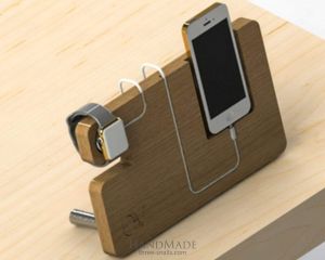 Wood iphone stand "All in one"
