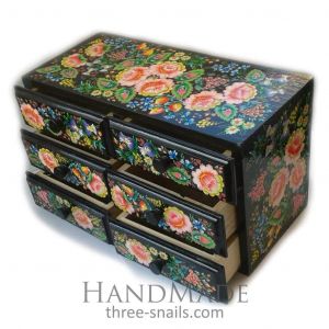 Wooden decorative chest "Evening and flowers"