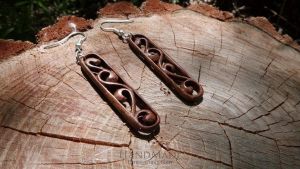 Wooden earrings "Vine-runner"