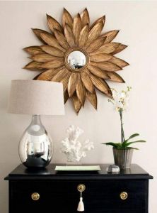 Wooden flower mirror