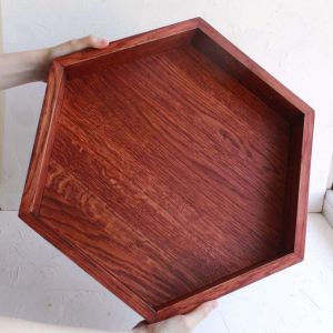 Wooden hexagon serving tray