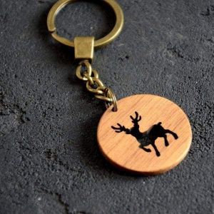 Wooden keychain deer