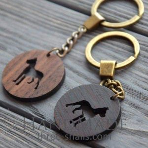 Wooden keychain dog