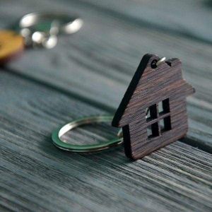 Wooden keychain house