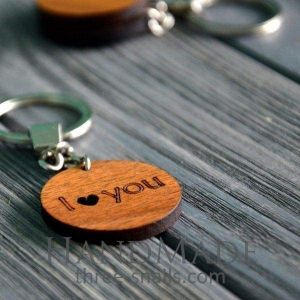 Wooden keychain love