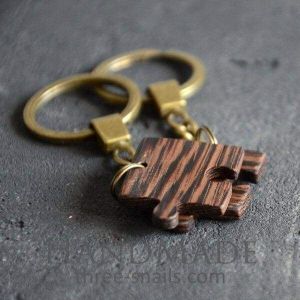 Wooden keychain puzzle