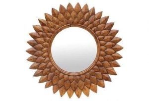 Wooden sunburst mirror