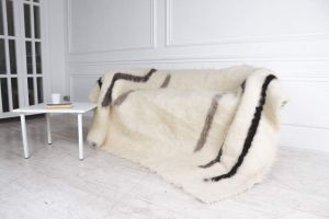 Wool Knit Blanket "Black and white"