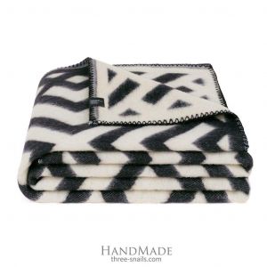 Wool throw blanket "Black and white ethnic"