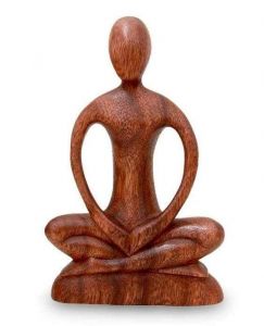 Yoga meditation wooden sculpture