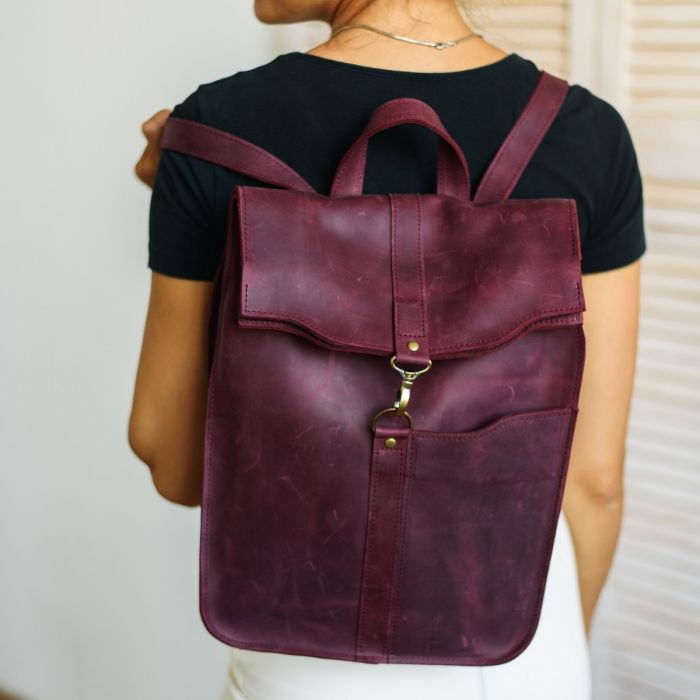 Cuerolandia Burgundy Perforated shops Leather Backpack