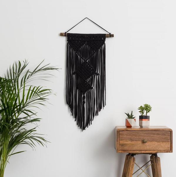 black yarn weaving decor