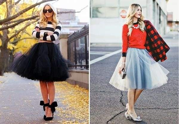 Fashion Skirts Tulle Skirts everme Tulle Skirt lilac weave pattern casual look 